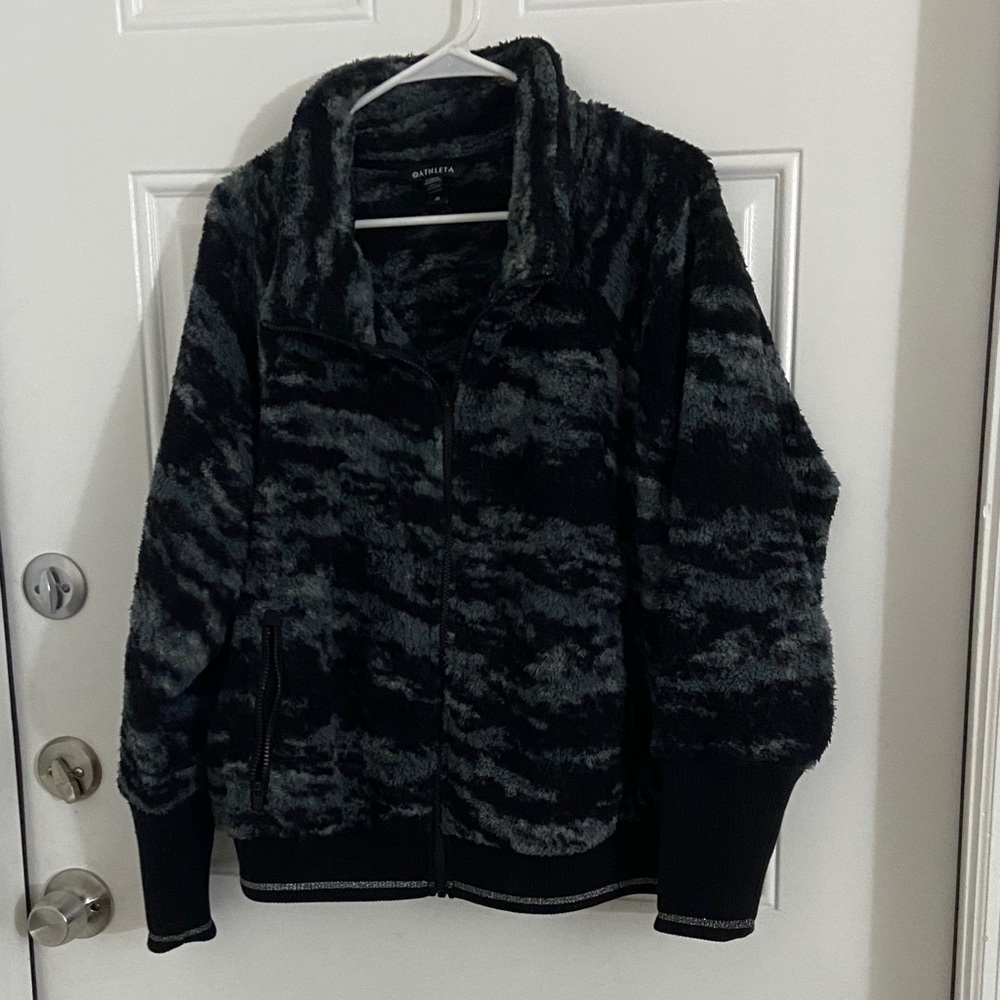 Athleta Charcoal and Black Fleece Jacket